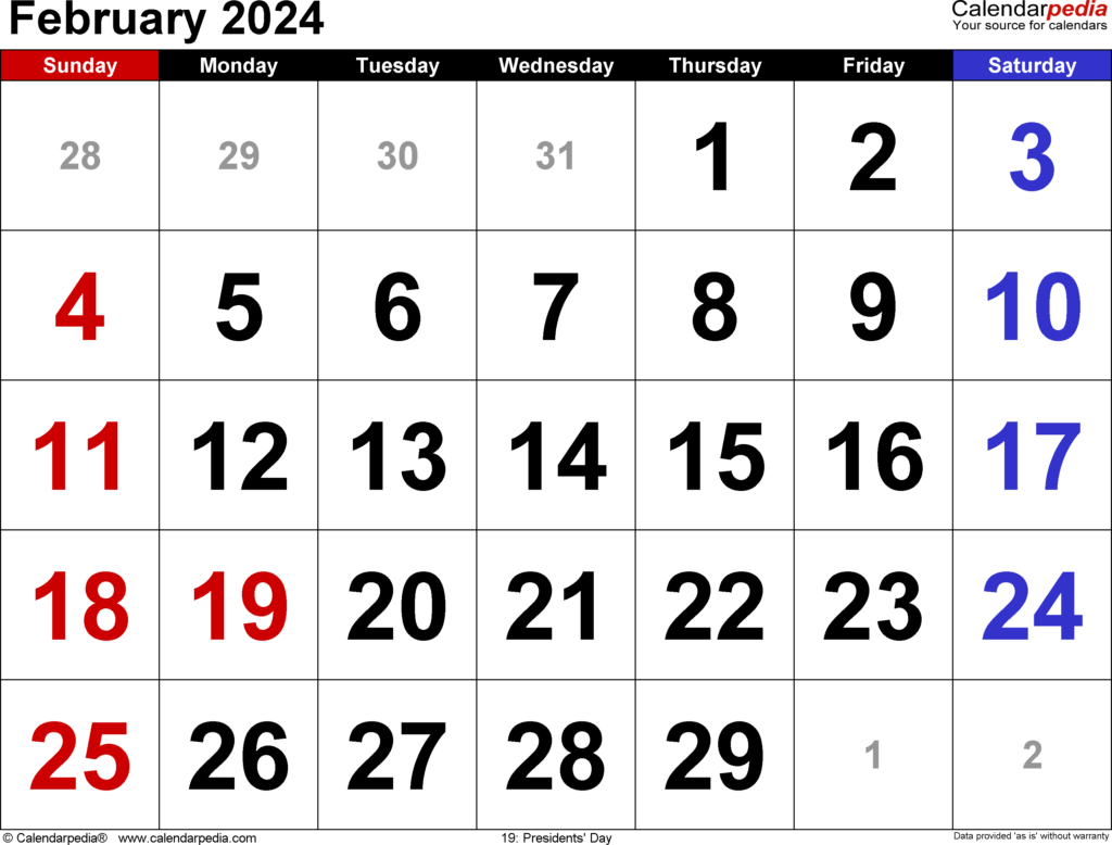 Cute February 2024 Calendar