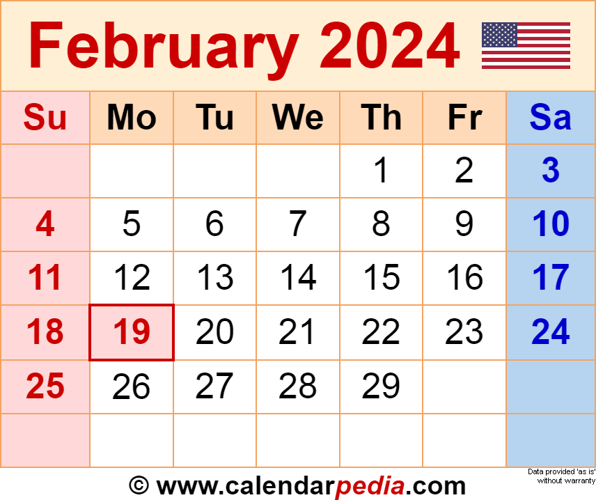 Feburary 2024 Calender