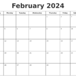 Free Printable February 2024 Calendar