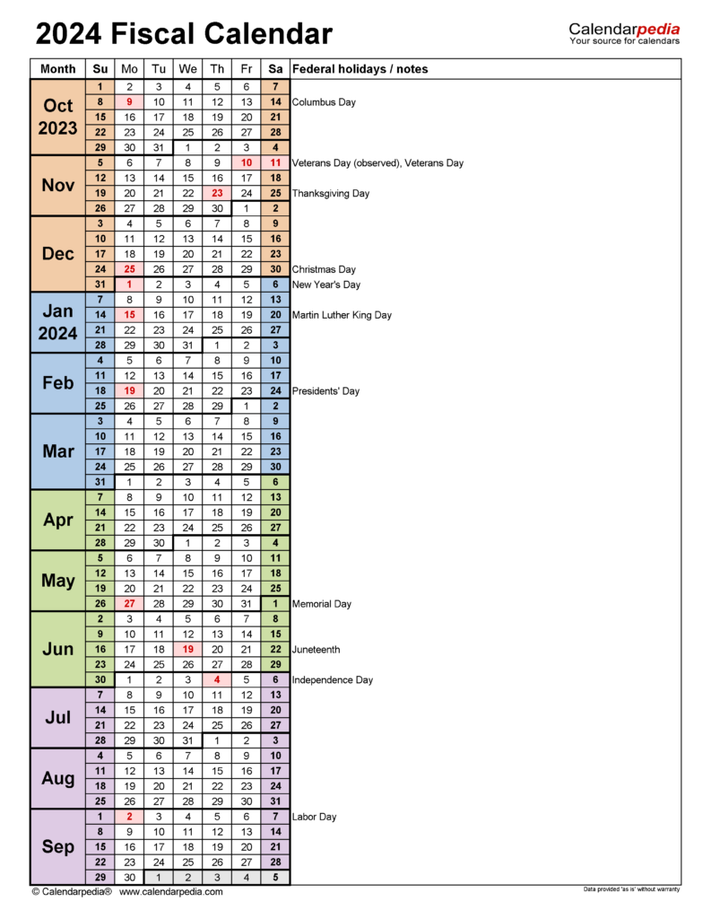 Fiscal Week Calendar 2024