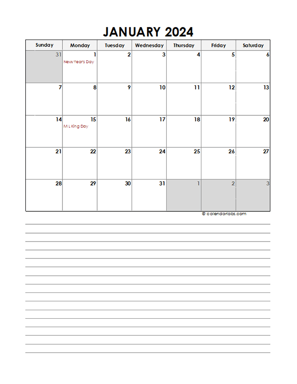 2024 Monthly Calendar Excel