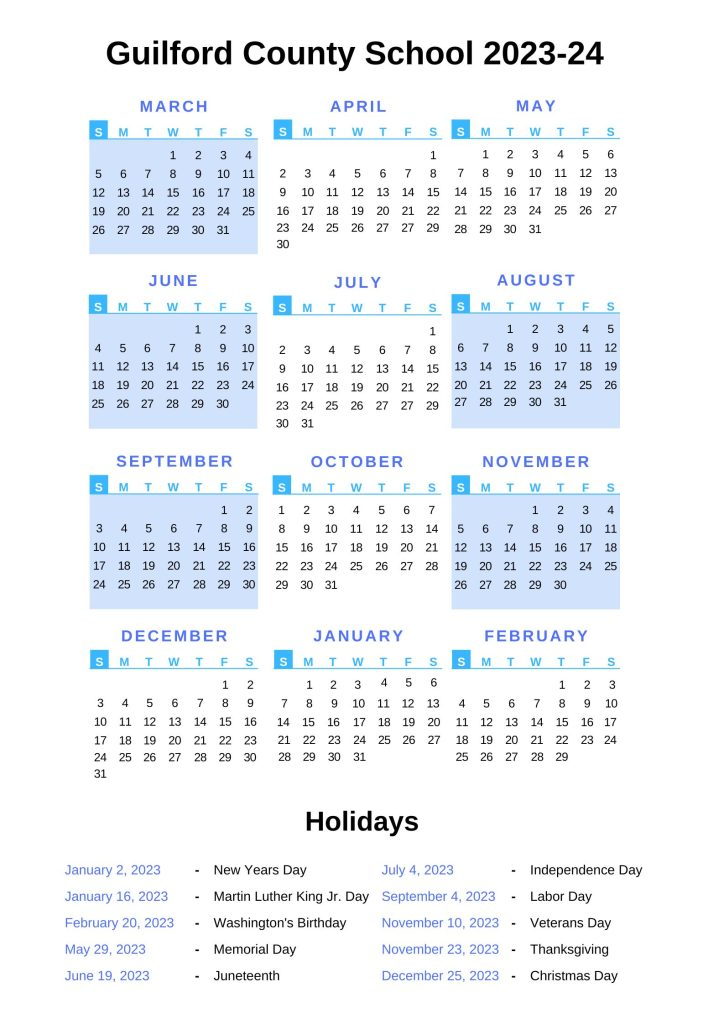 Guilford County Schools Calendar 2024 2024 Calendar Printable