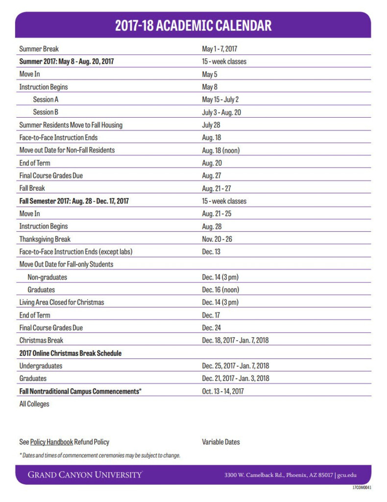 Gcu Academic Calendar 2024-2023