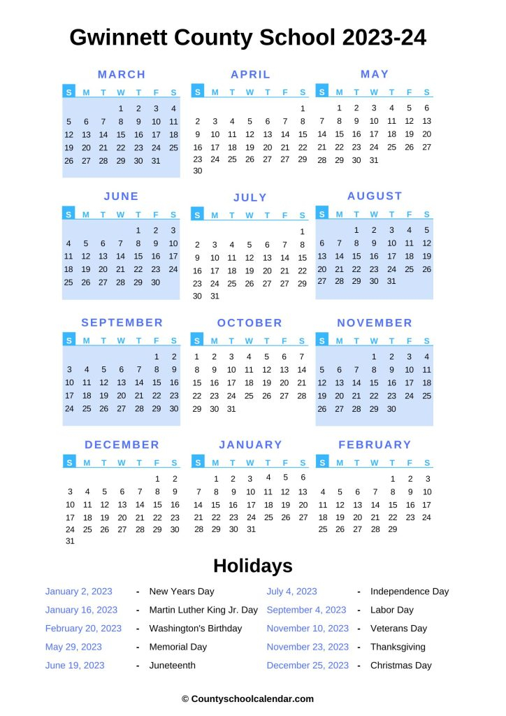 Gwinnett County School Calendar 2022 2023 With Holidays - 2024 Calendar