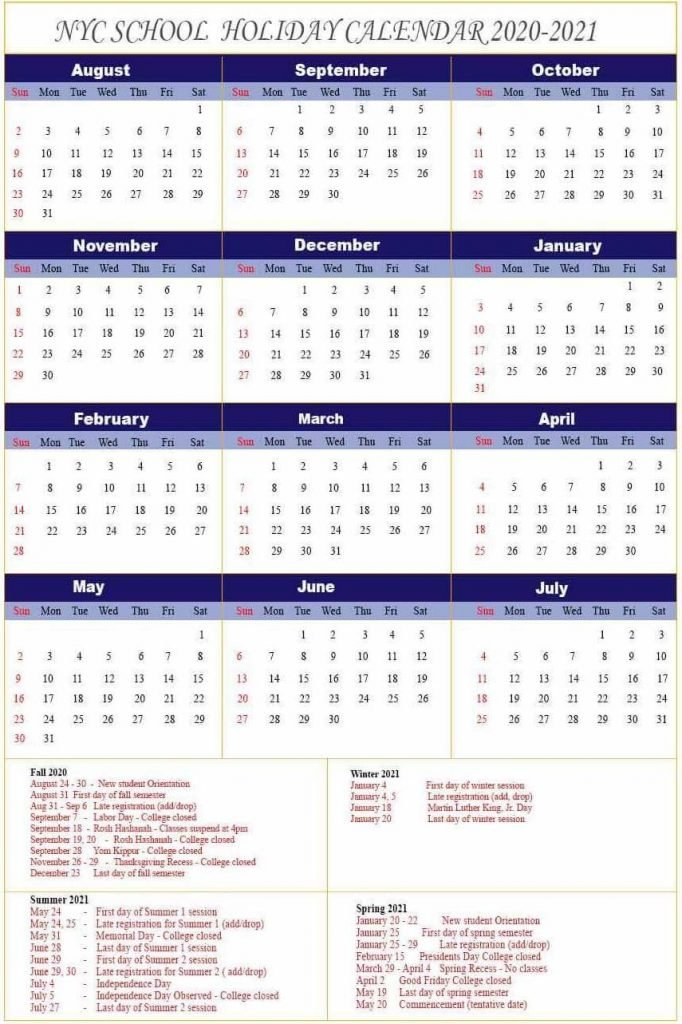 Doe Calendar 2024-25 Nyc