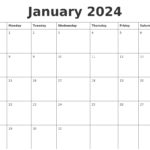 Blank January 2024 Calendar Printable Pdf