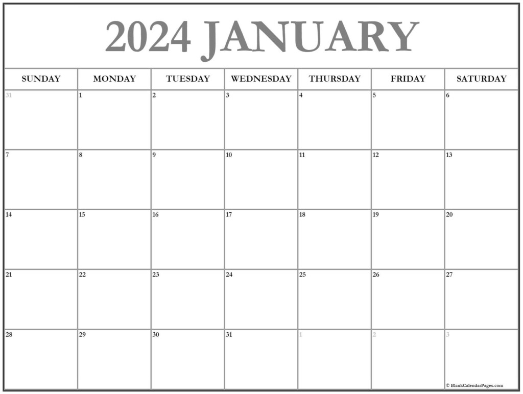 January 2024 Calendar Free Printable