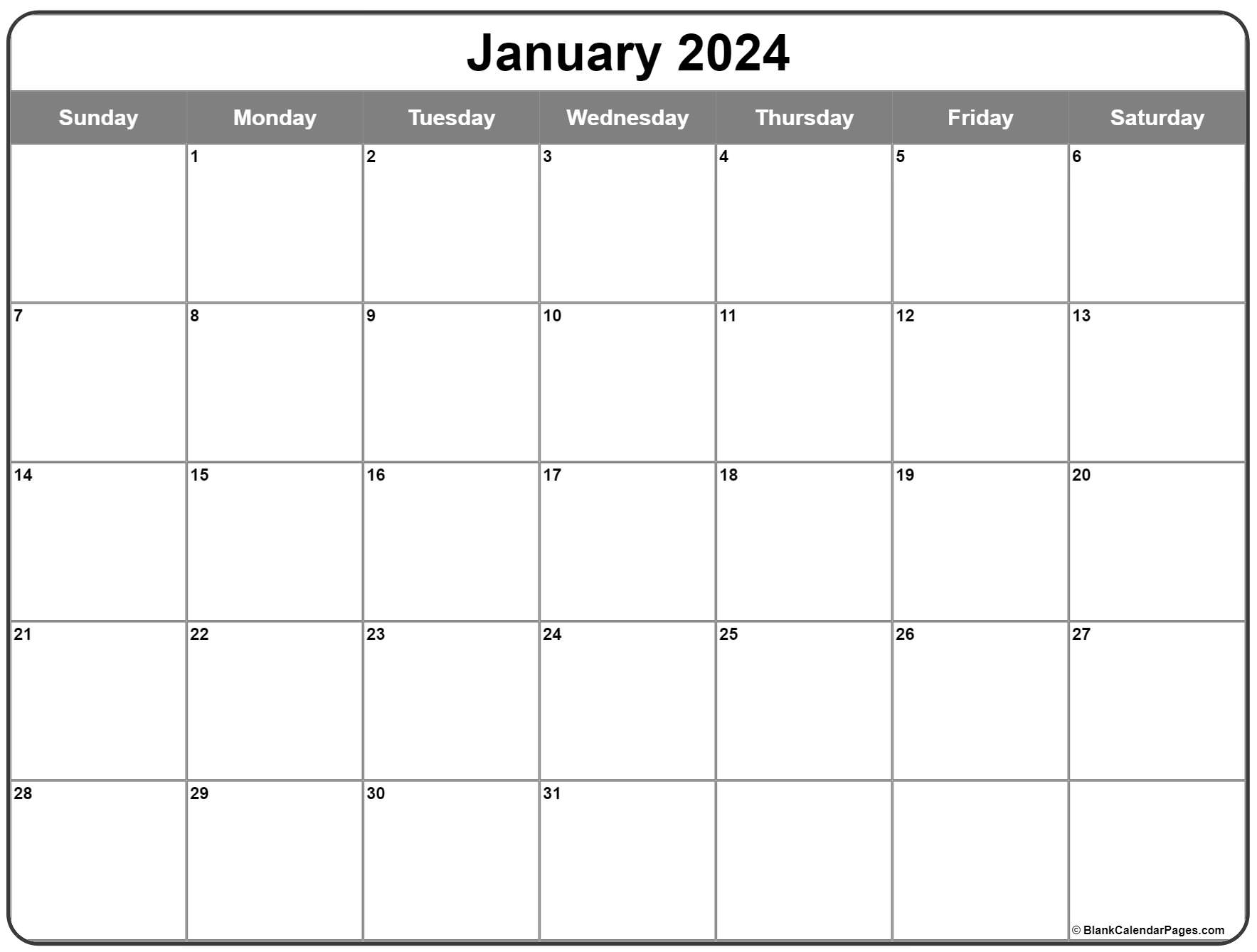 January Free Printable Calendar 2024 2024 Calendar Printable