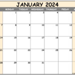 Printable Jan 2024 Calendar