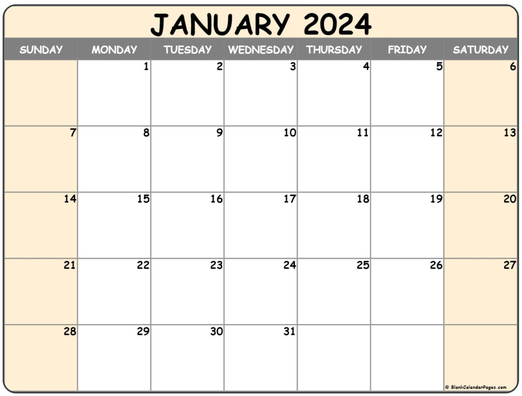 Blank Calendar Jan 2024