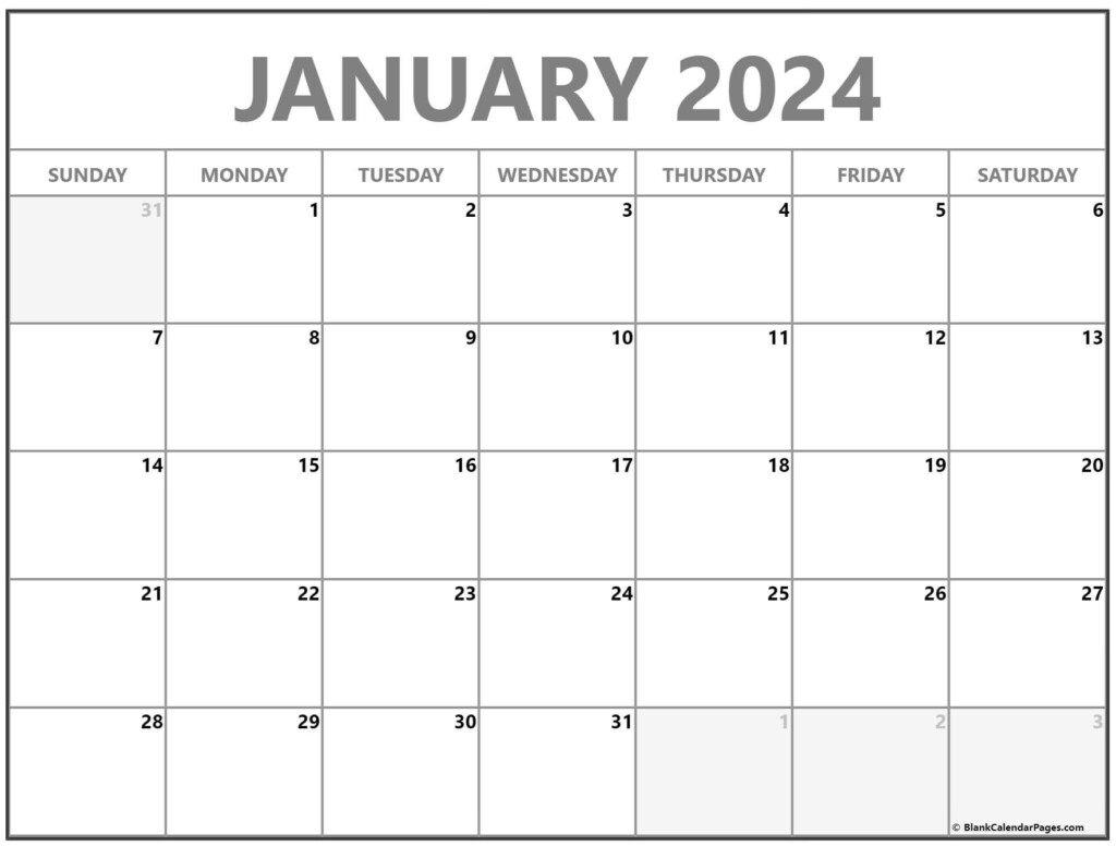 January Monthly Calendar 2024