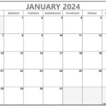 Blank January 2024 Calendar Printable Pdf