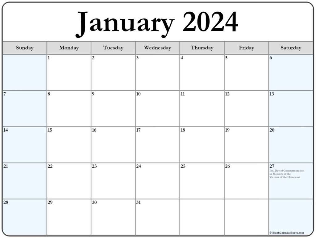 2024 January Calendar With Holidays