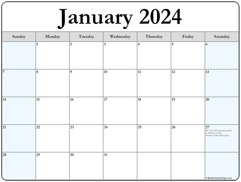 January 2024 Calendar Holidays
