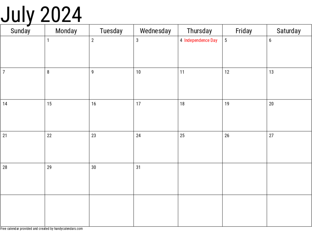 4th Of July 2024 Calendar