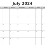 July 2024 Free Printable Calendar