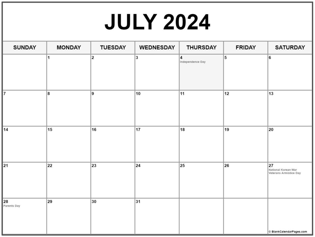 July 2024 Calender