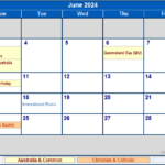 Calendar June 2024 With Holidays