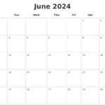 Blank June 2024 Calendar Printable