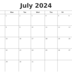 June July 2024 Calendar