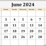 Calendar June 2024 Printable