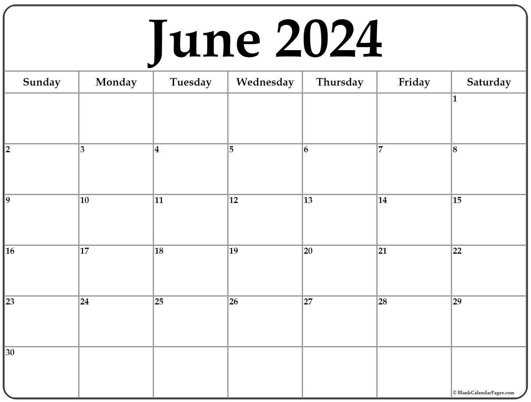 June Printable Calendar 2024 2024 Calendar Printable