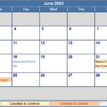 Calendar June 2024 With Holidays