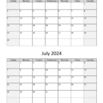 Calendar 2024 June July