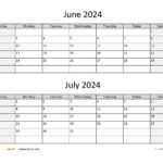 June July 2024 Calendar