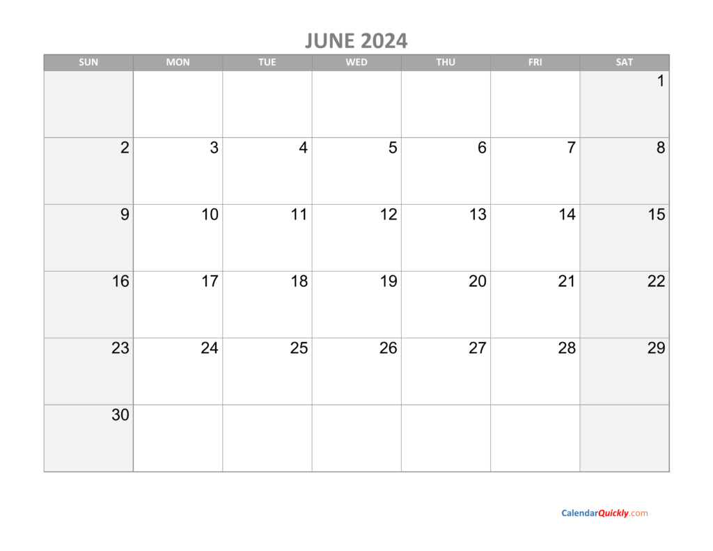 June Free Printable Calendar 2024