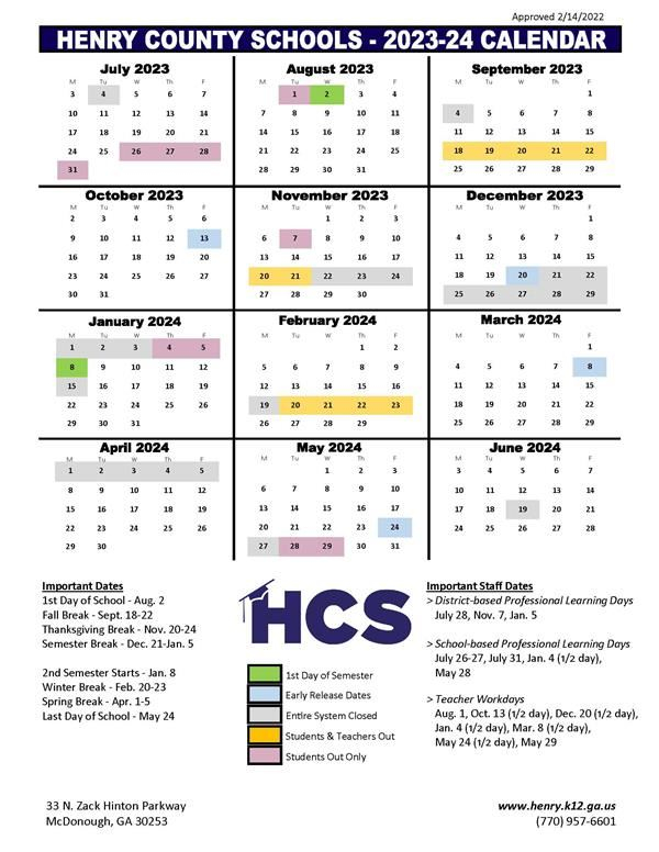 K12 School Calendar 2021-2024