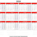 Horizontal Budget Calendar 2024