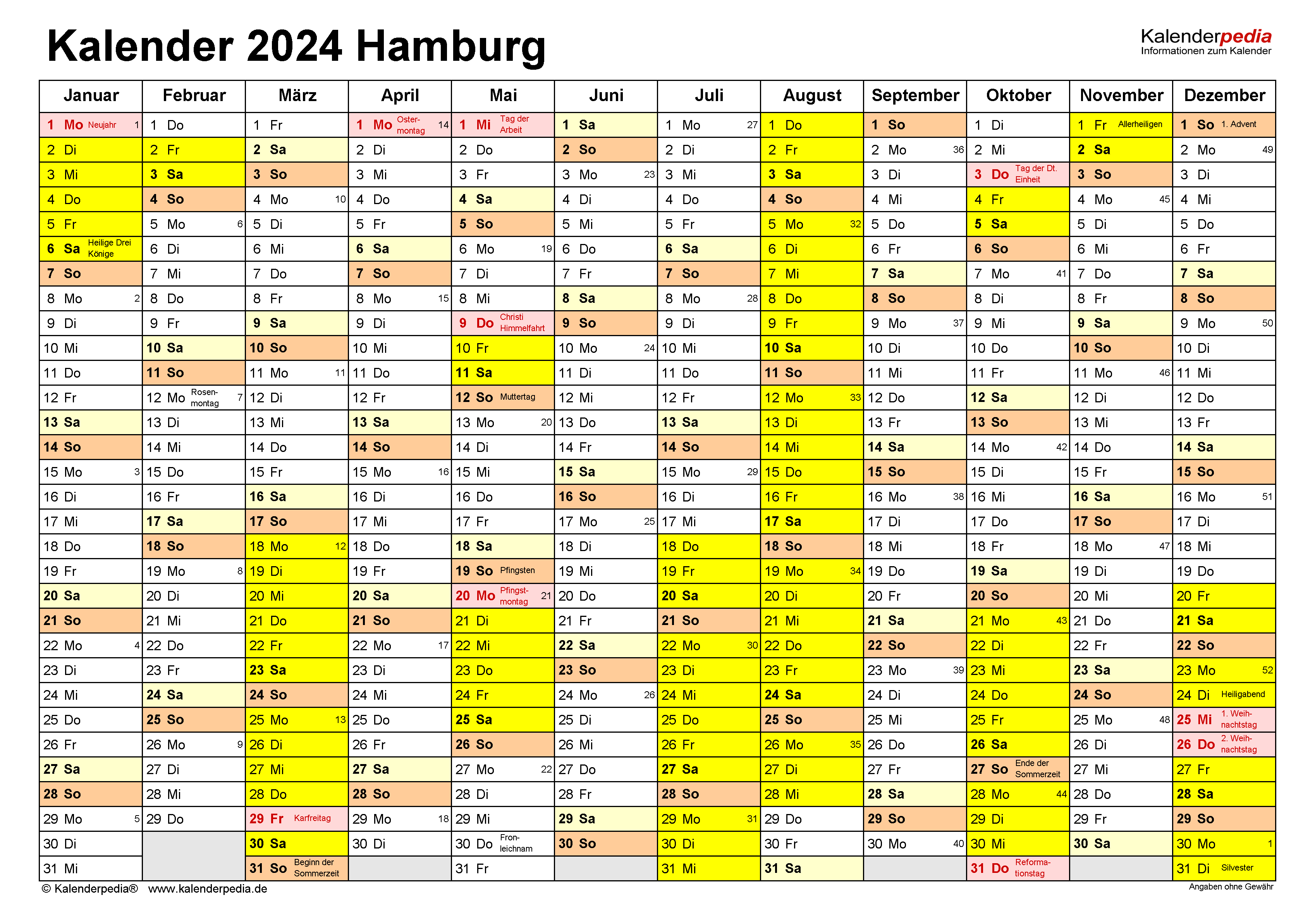 Kalender 2024 Ferien Hamburg Feiertage 2024 Calendar Printable