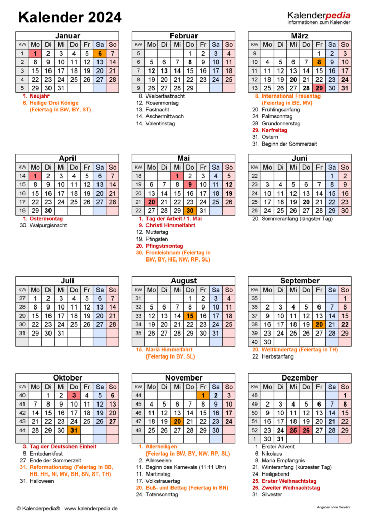 Weather Calendar 2024