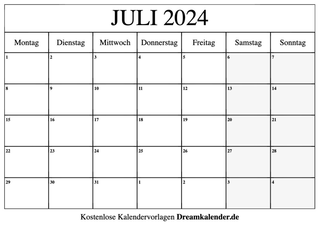 2024 July Calendar