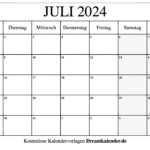 2024 July Calendar