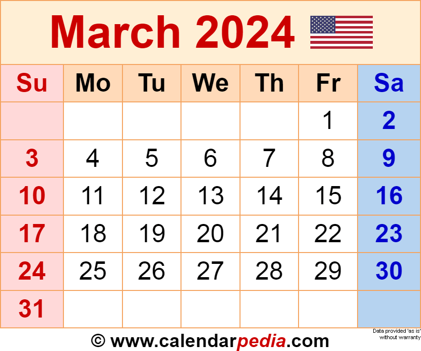 Free March 2024 Calendar