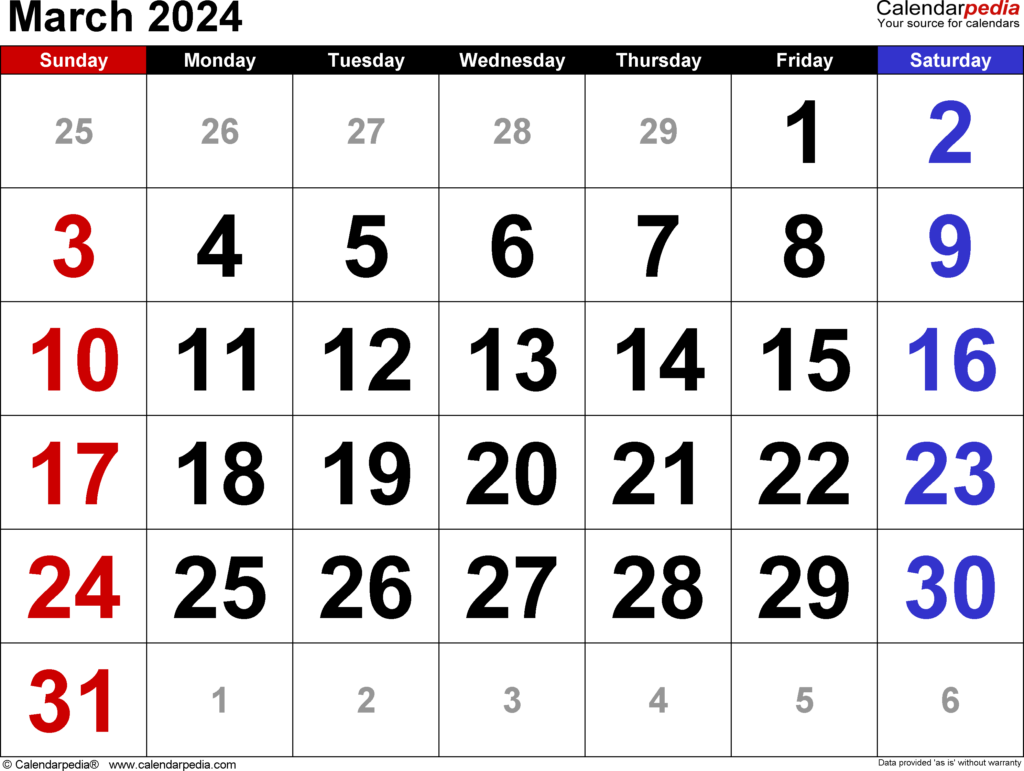 March 2024 Calendar Pdf