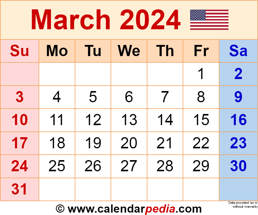 Calender For March 2024