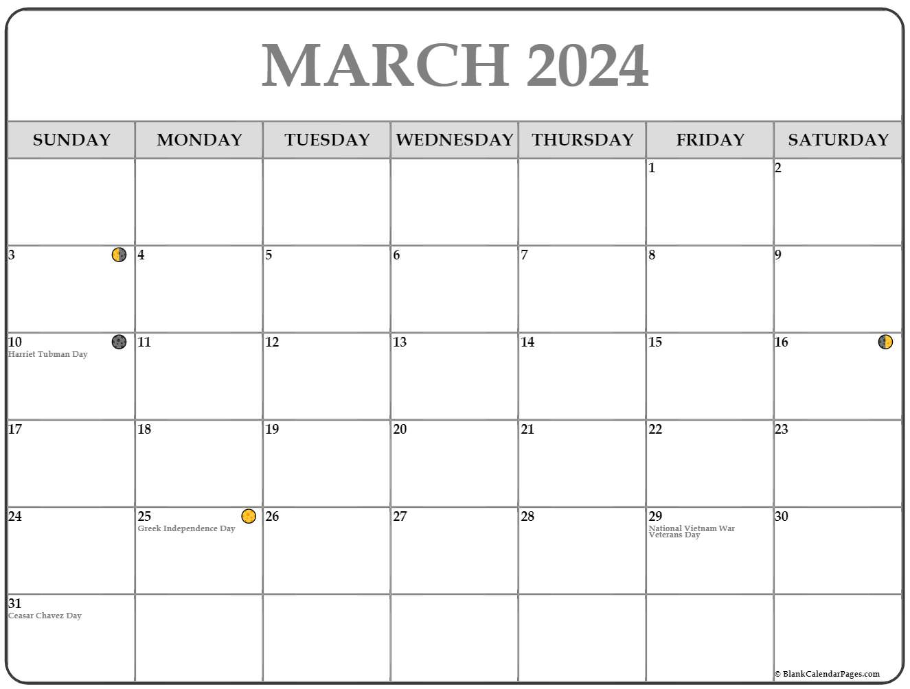 Moon Calendar March 2024 2024 Calendar Printable