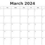 Free March 2024 Calendar