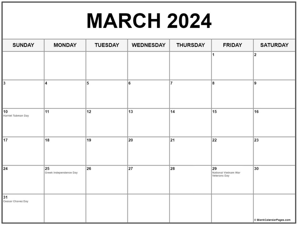 National Day Calendar March 2024