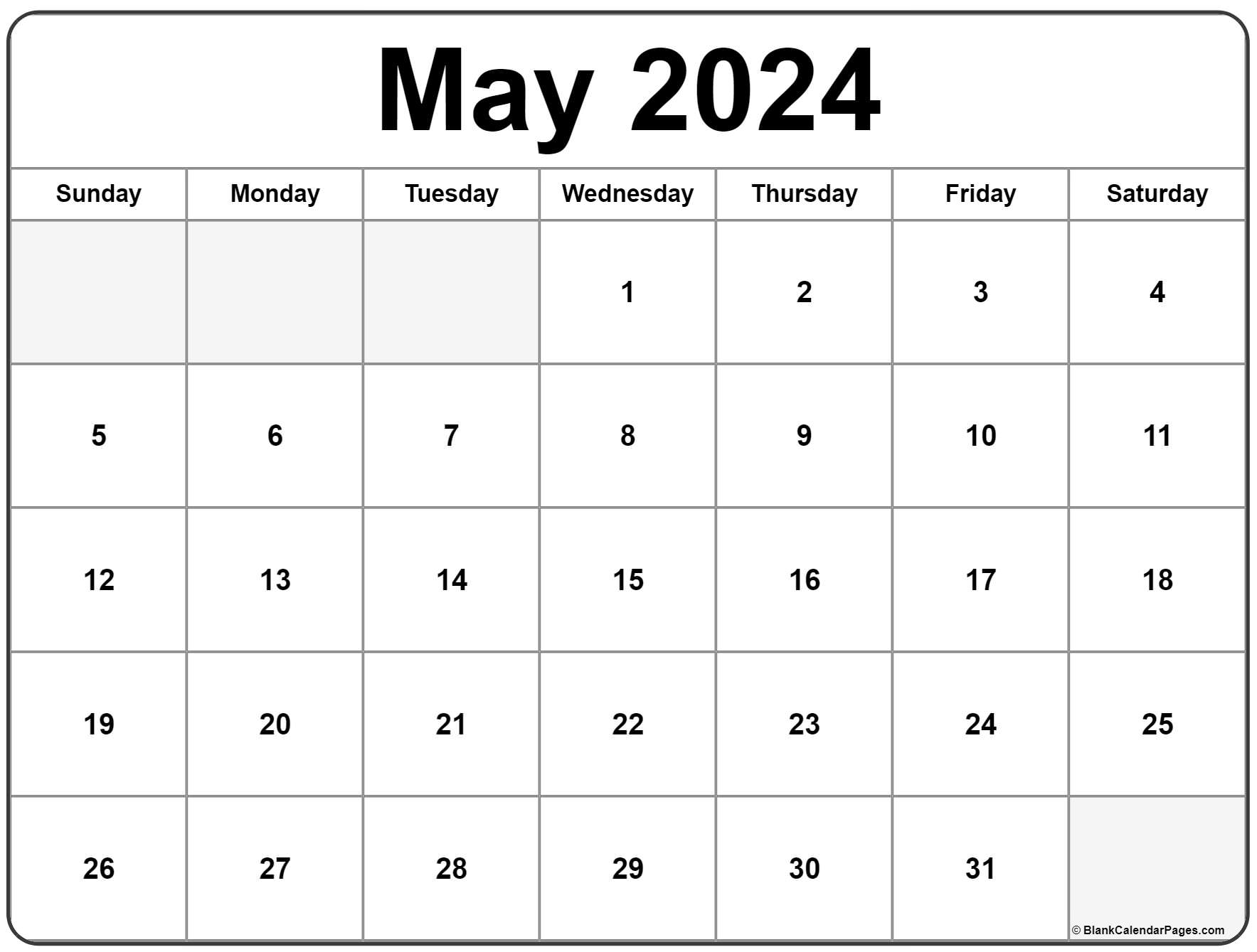 Printable May 2024 Calendar 2024 Calendar Printable