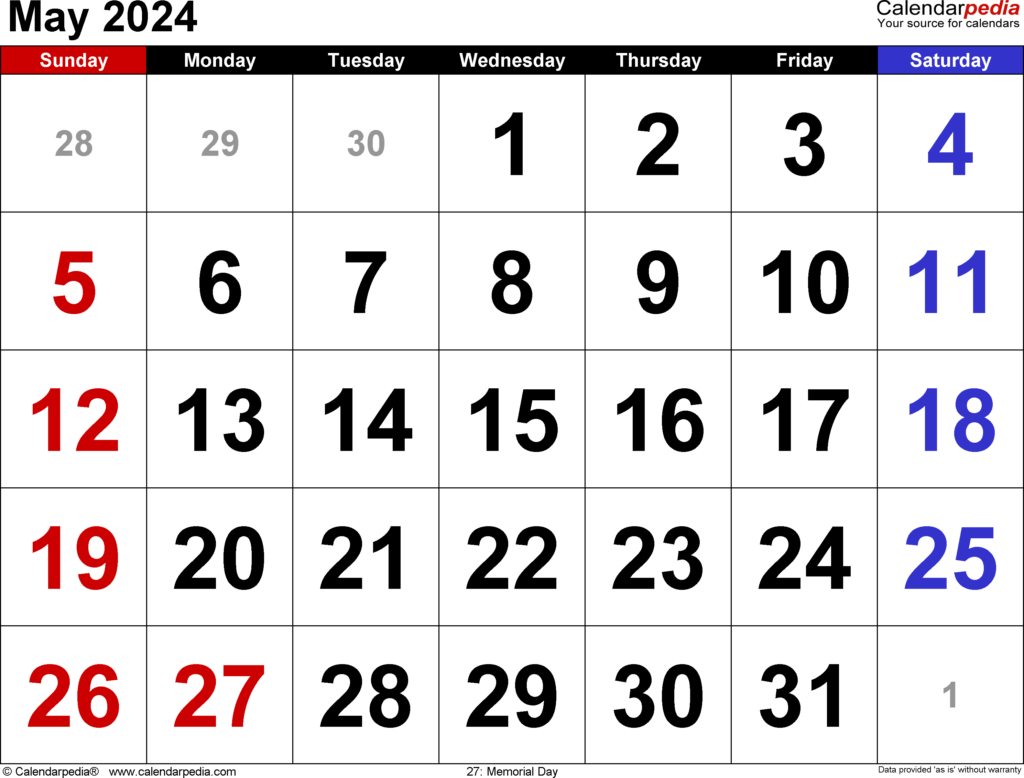 May 2024 Calender