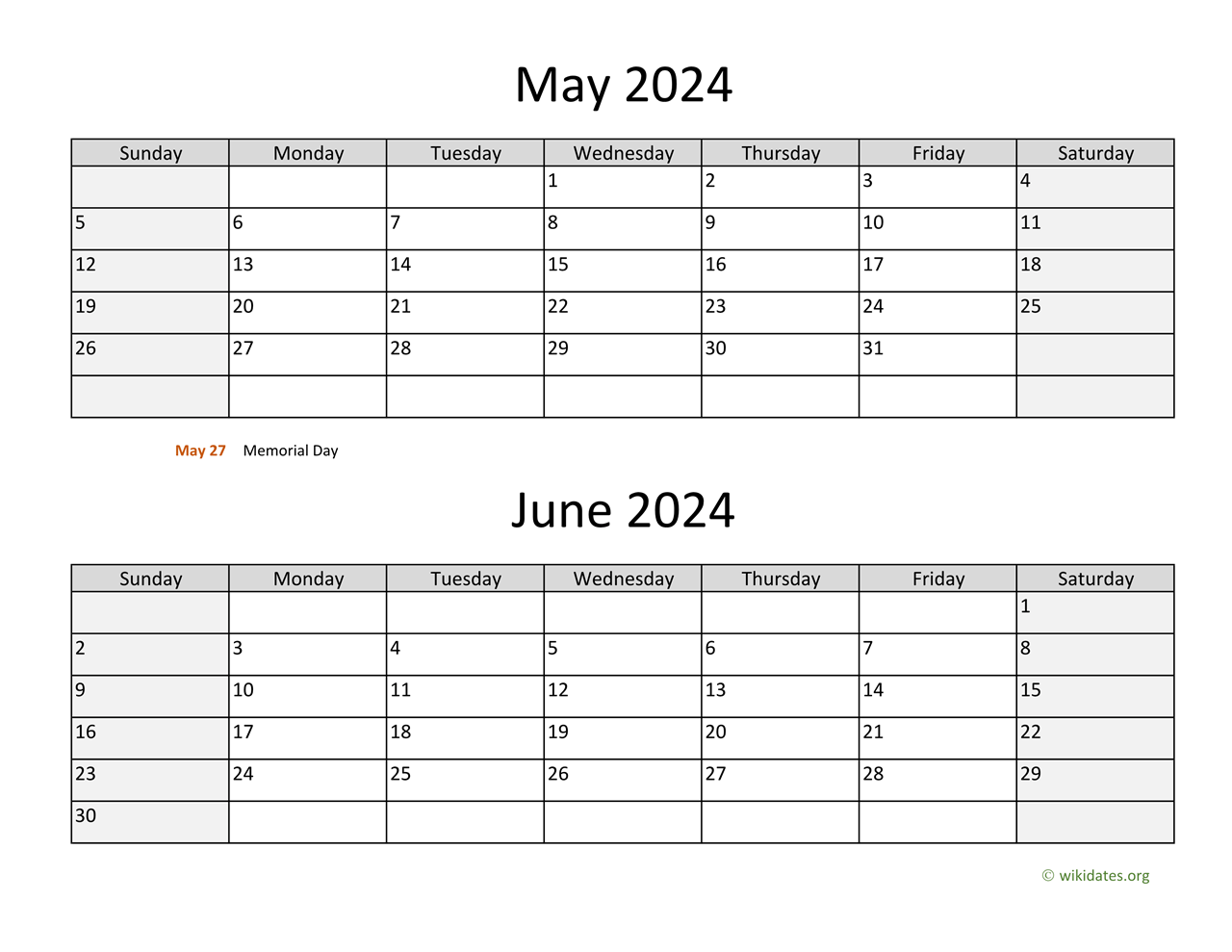 May And June 2024 Calendar WikiDates 2024 Calendar Printable