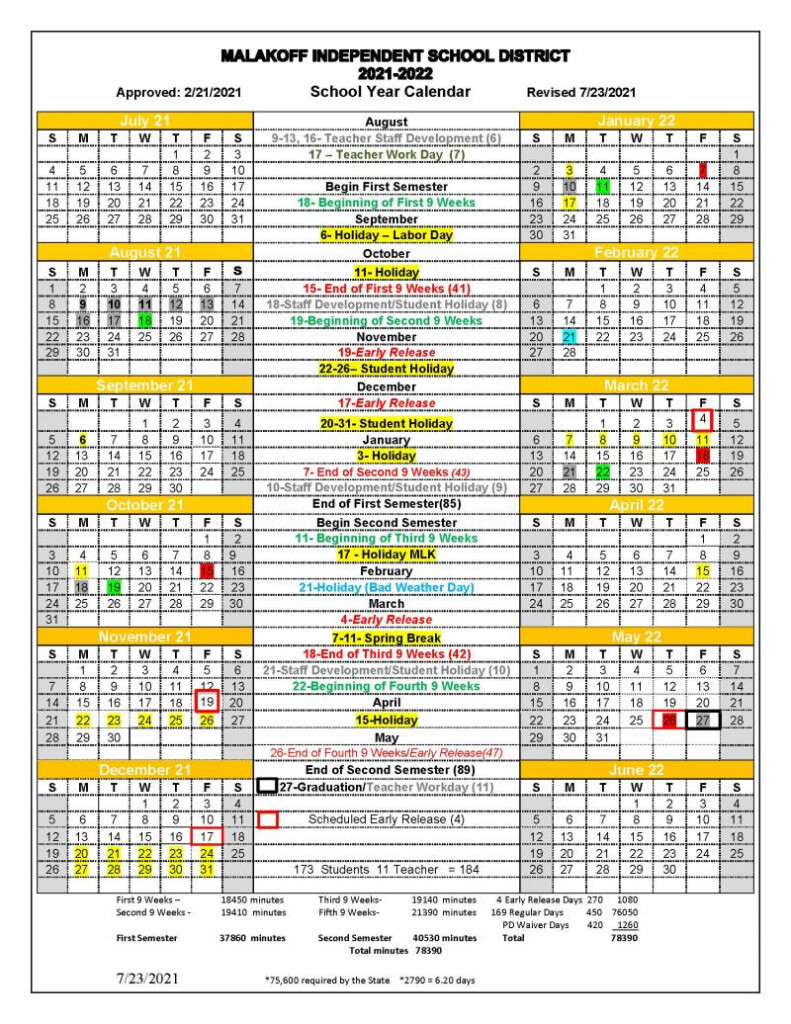 Misd 2021 To 2024 Calendar