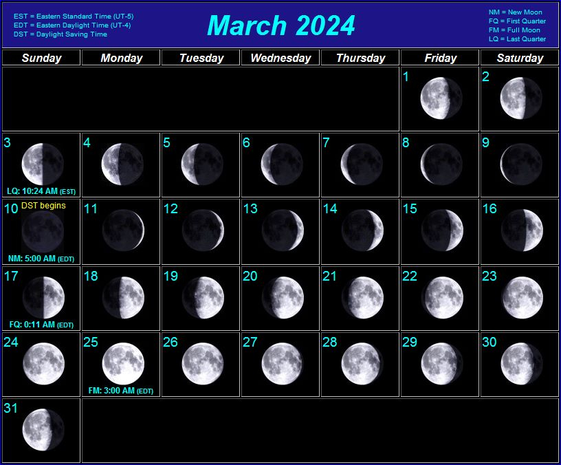 Moon Cycle Calendar 2024