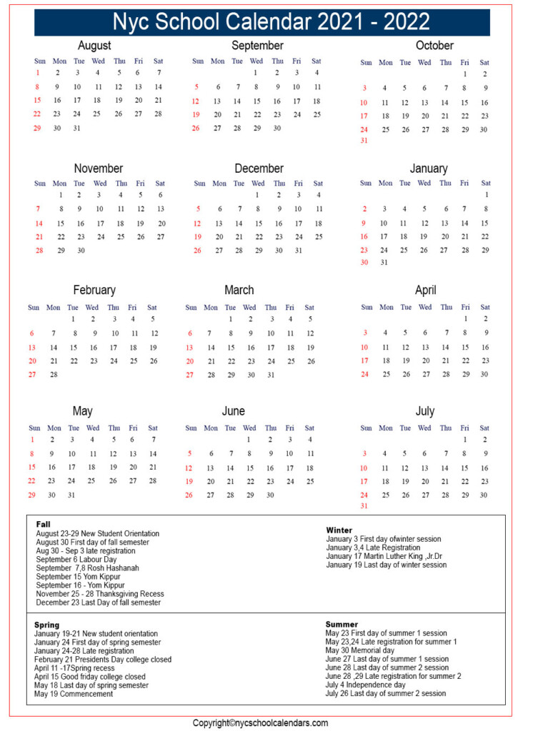 Nyc School Calendar 2021-2024