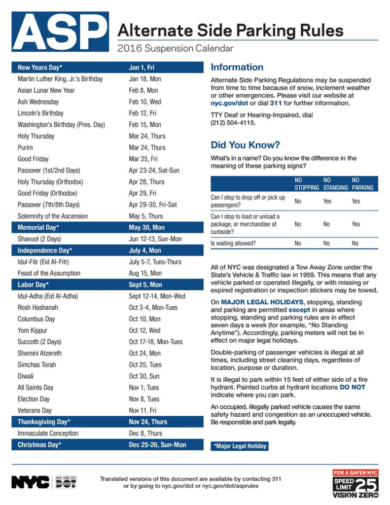 Nyc Alternate Side Parking Calendar 2024