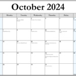 Oct 2024 Calendar With Holidays